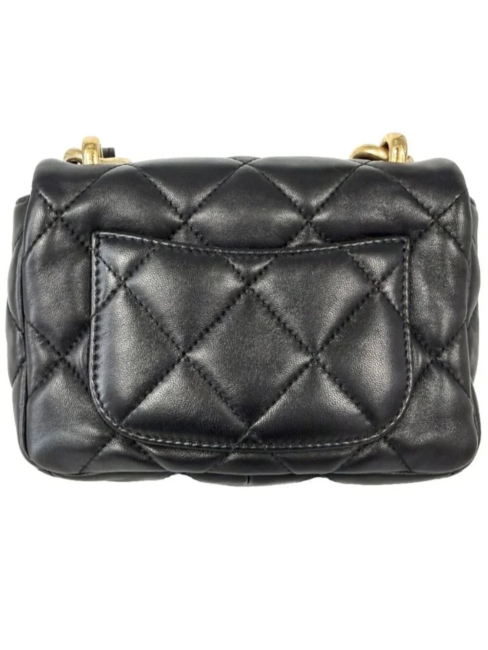 Chanel Shoulder Bag Mini Quilted Chain Turnlock Mini CC Logo Lambskin Black